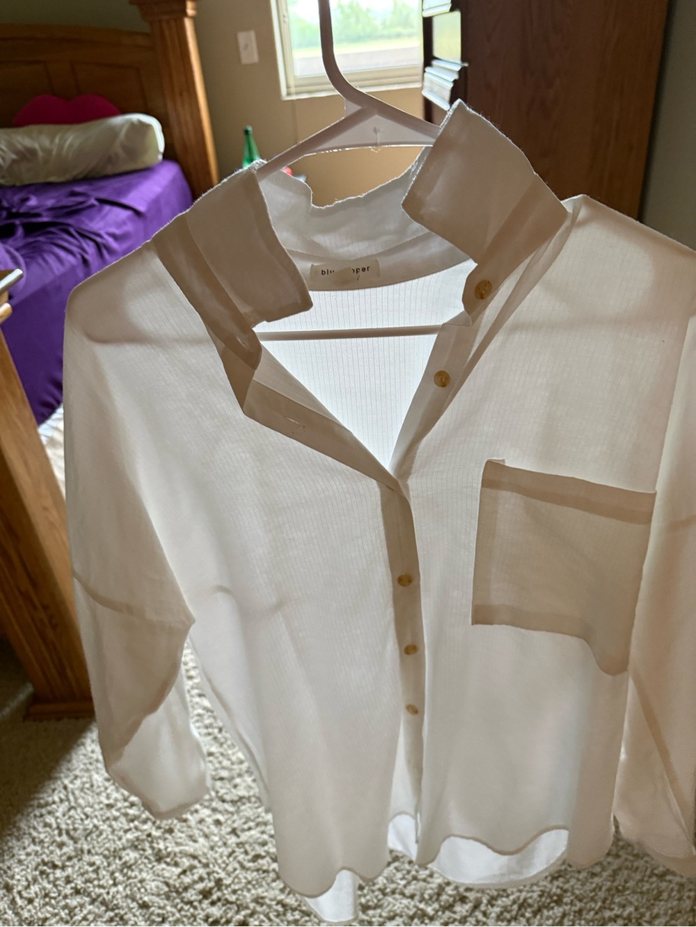 Beautiful crisp Lovely Material - Blu Pepper White Button Down Shirt